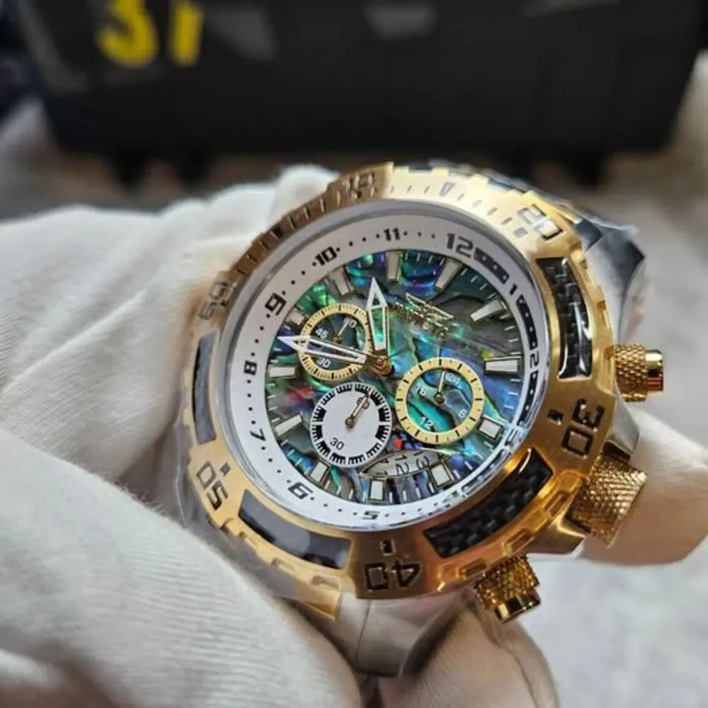 Invicta Pro Diver SCUBA Men's Watch w/ Abalone Dial - 51mm. Steel. Gold